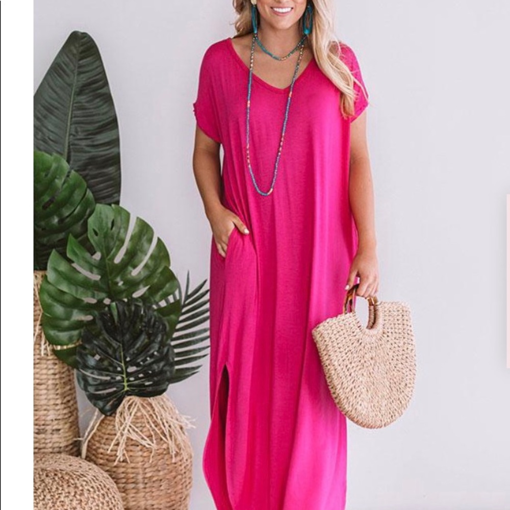 🏖 T-Shirt Maxi in Hot Pink
